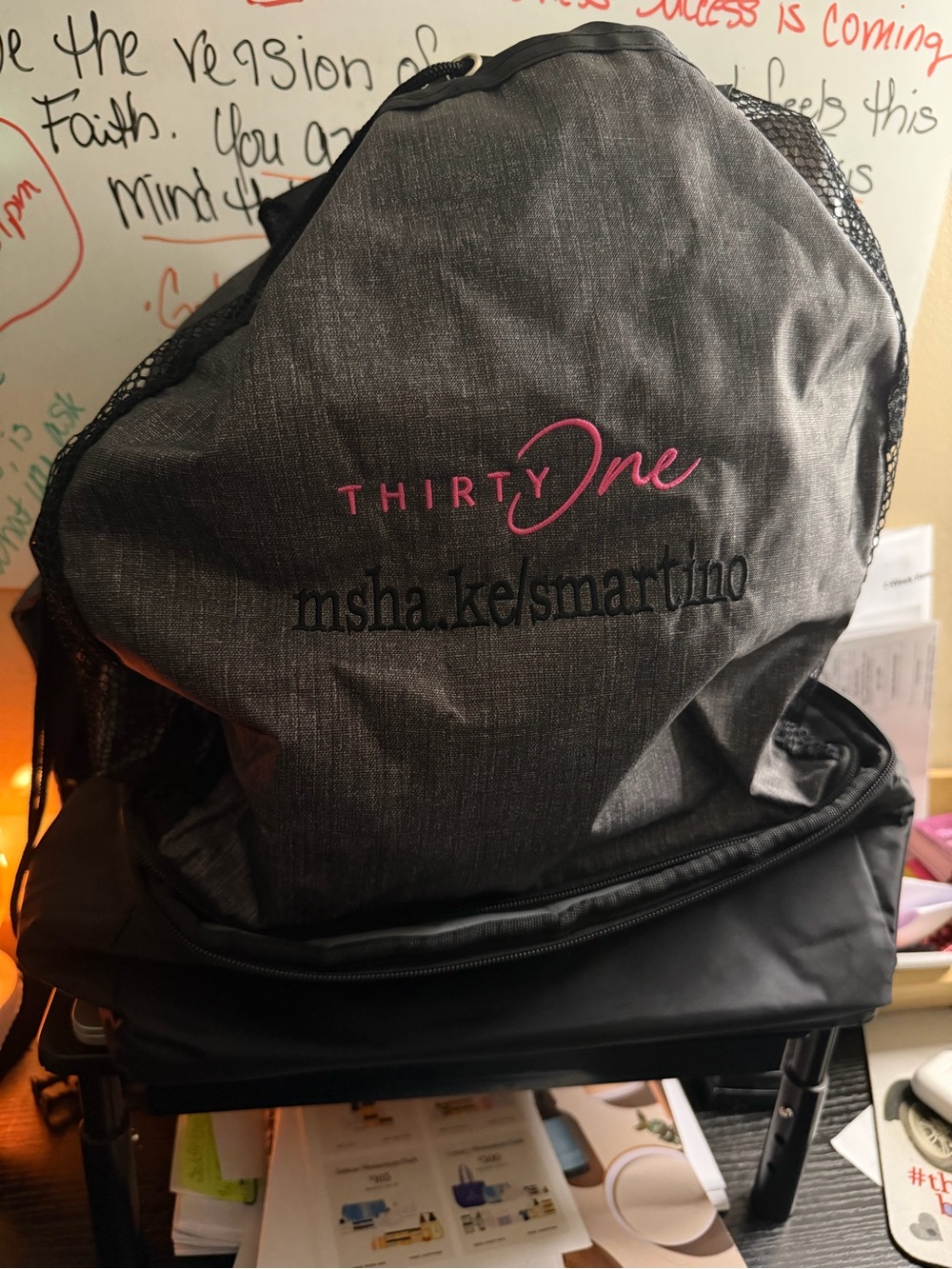 Thirty-One Gray Backpack with insulated bottom & secret pocket